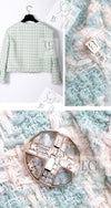 CHANEL 23S Mint Green Ivory Cotton Double Tweed Jacket 38 シャネル ミント グリーン アイボリー コットン ダブル ツイード ジャケット 即発