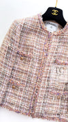 CHANEL 07C Pink Beige Multi Collarless Tweed Jacket 36 シャネル ピンク ベージュ ノーカラー ツイード ジャケット 即発