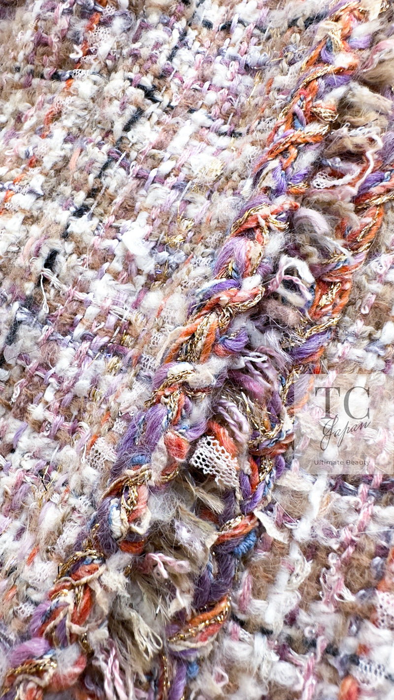 CHANEL 07C Pink Beige Multi Collarless Tweed Jacket 36 シャネル ピンク ベージュ ノーカラー ツイード ジャケット 即発