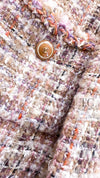 CHANEL 07C Pink Beige Multi Collarless Tweed Jacket 36 シャネル ピンク ベージュ ノーカラー ツイード ジャケット 即発