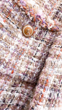 CHANEL 07C Pink Beige Multi Collarless Tweed Jacket 36 シャネル ピンク ベージュ ノーカラー ツイード ジャケット 即発