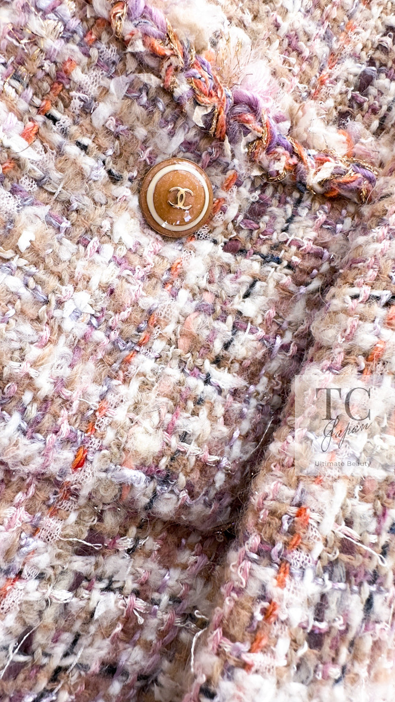 CHANEL 07C Pink Beige Multi Collarless Tweed Jacket 36 シャネル ピンク ベージュ ノーカラー ツイード ジャケット 即発