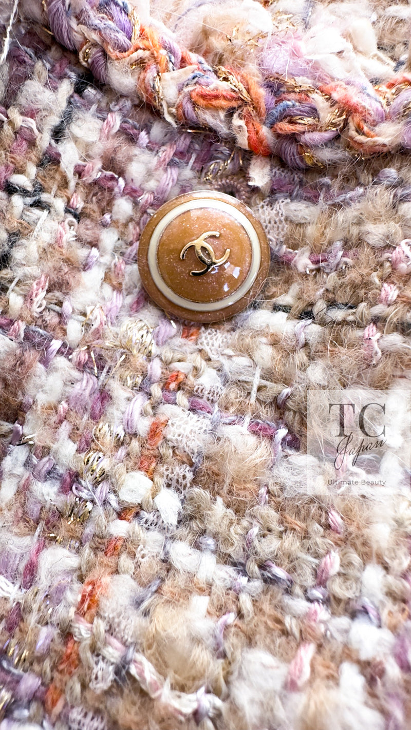 CHANEL 07C Pink Beige Multi Collarless Tweed Jacket 36 シャネル ピンク ベージュ ノーカラー ツイード ジャケット 即発