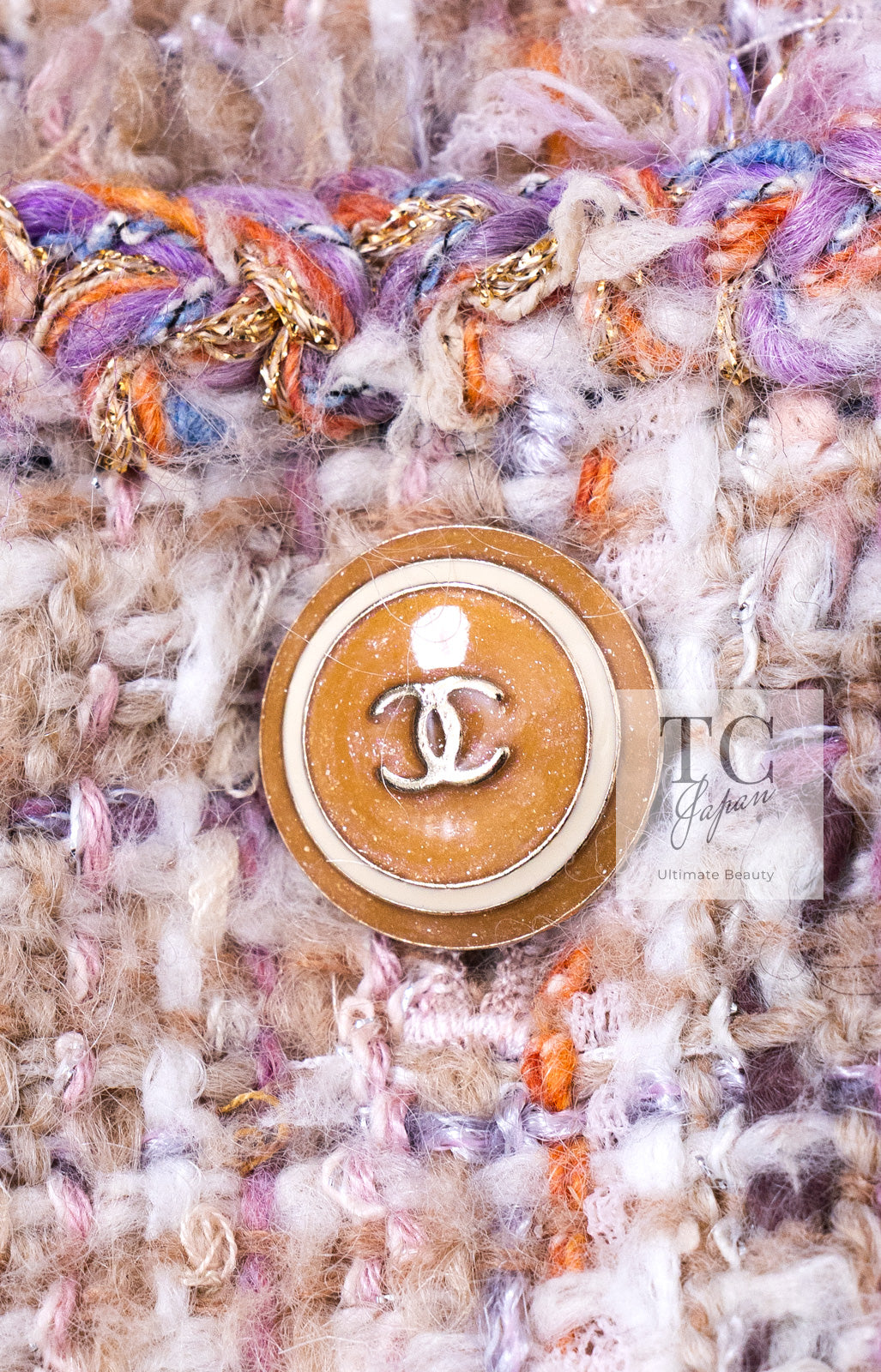 CHANEL 07C Pink Beige Multi Collarless Tweed Jacket 36 シャネル ピンク ベージュ ノーカラー ツイード ジャケット 即発