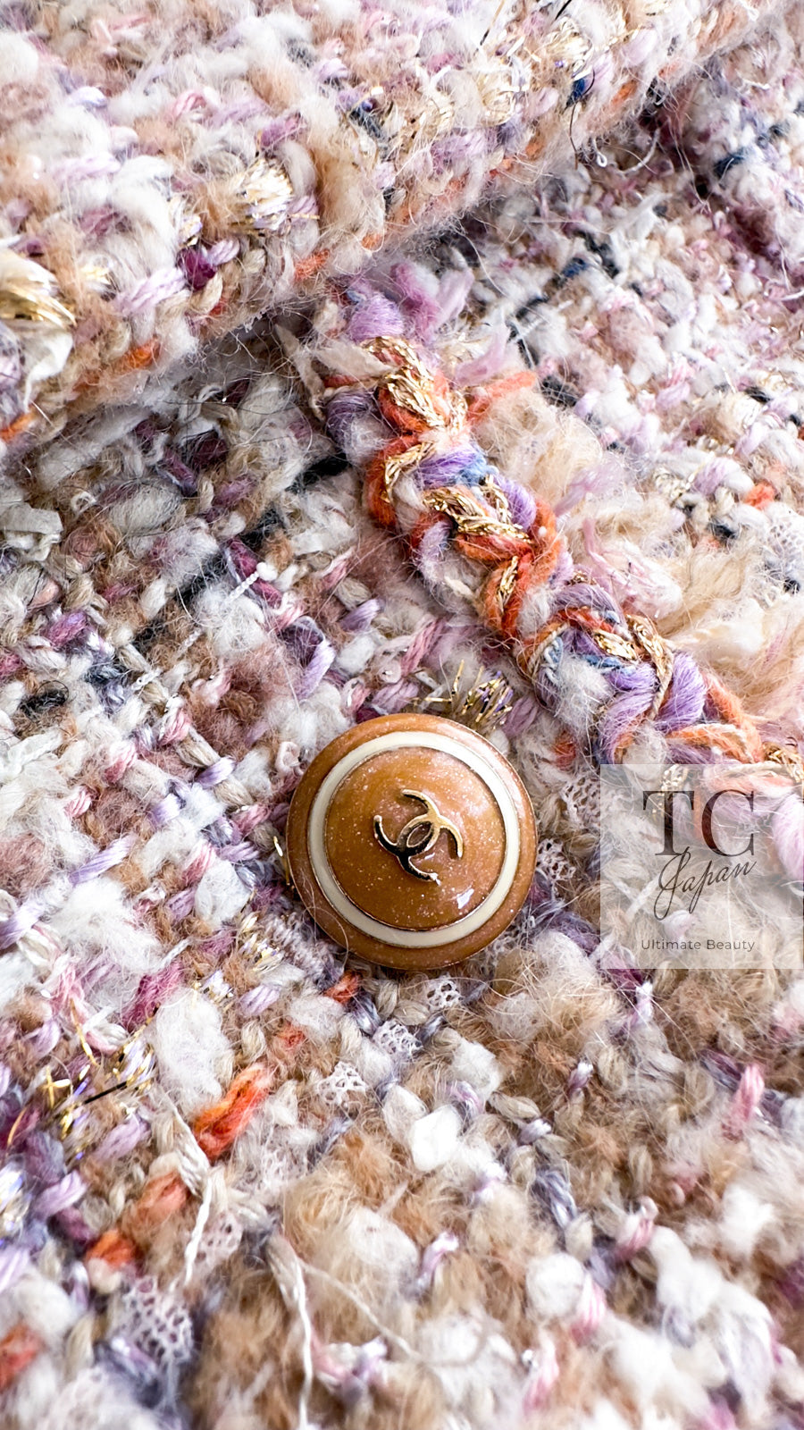 CHANEL 07C Pink Beige Multi Collarless Tweed Jacket 36 シャネル ピンク ベージュ ノーカラー ツイード ジャケット 即発