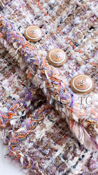 CHANEL 07C Pink Beige Multi Collarless Tweed Jacket Skirt Suit 36 シャネル ピンク ベージュ ノーカラー ツイード ジャケット スカート スーツ 即発
