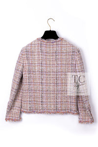 CHANEL 07C Pink Beige Multi Collarless Tweed Jacket Skirt Suit 36 シャネル ピンク ベージュ ノーカラー ツイード ジャケット スカート スーツ 即発