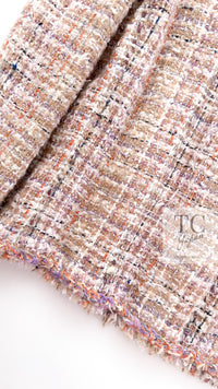 CHANEL 07C Pink Beige Multi Collarless Tweed Jacket Skirt Suit 36 シャネル ピンク ベージュ ノーカラー ツイード ジャケット スカート スーツ 即発