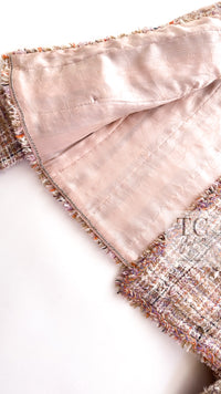 CHANEL 07C Pink Beige Multi Collarless Tweed Jacket Skirt Suit 36 シャネル ピンク ベージュ ノーカラー ツイード ジャケット スカート スーツ 即発