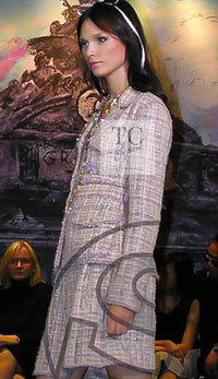 CHANEL 07C Pink Beige Multi Collarless Tweed Jacket Skirt Suit 36 シャネル ピンク ベージュ ノーカラー ツイード ジャケット スカート スーツ 即発