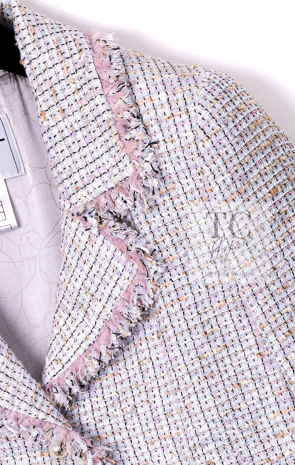 シャネル ジャケット CHANEL ピンク アイボリー フリンジ コットン