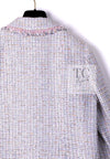 CHANEL 04S Pink Ivory Gray Fringe Cotton Tweed Jacket 42 シャネル ピンク アイボリー フリンジ コットン ツイード ジャケット 即発