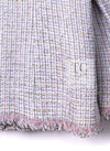 CHANEL 04S Pink Ivory Gray Fringe Cotton Tweed Jacket 42 シャネル ピンク アイボリー フリンジ コットン ツイード ジャケット 即発