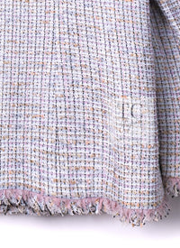 CHANEL 04S Pink Ivory Gray Fringe Cotton Tweed Jacket 42 シャネル ピンク アイボリー フリンジ コットン ツイード ジャケット 即発