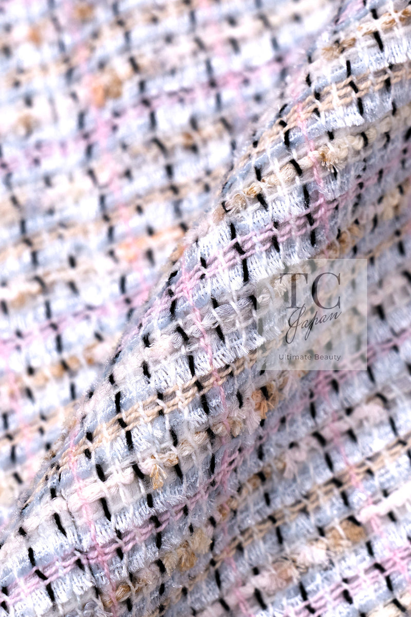 CHANEL 04S Pink Ivory Gray Fringe Cotton Tweed Jacket 42 シャネル ピンク アイボリー フリンジ コットン ツイード ジャケット 即発