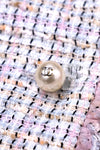CHANEL 04S Pink Ivory Gray Fringe Cotton Tweed Jacket 42 シャネル ピンク アイボリー フリンジ コットン ツイード ジャケット 即発