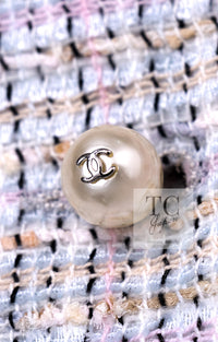 CHANEL 04S Pink Ivory Gray Fringe Cotton Tweed Jacket 42 シャネル ピンク アイボリー フリンジ コットン ツイード ジャケット 即発