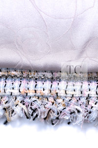 CHANEL 04S Pink Ivory Gray Fringe Cotton Tweed Jacket 42 シャネル ピンク アイボリー フリンジ コットン ツイード ジャケット 即発