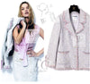 CHANEL 04S Pink Ivory Gray Fringe Cotton Tweed Jacket 42 シャネル ピンク アイボリー フリンジ コットン ツイード ジャケット 即発