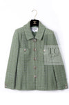 CHANEL 17C Olive Moss Green Wool Cotton Tweed Jacket 38 シャネル オリーブ モス グリーン ウール コットン ツイード ジャケット 即発