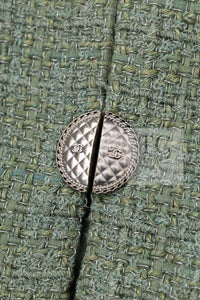 CHANEL 17C Olive Moss Green Wool Cotton Tweed Jacket 38 シャネル オリーブ モス グリーン ウール コットン ツイード ジャケット 即発