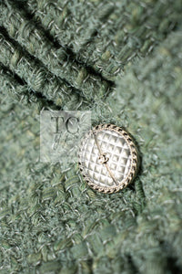 CHANEL 17C Olive Moss Green Wool Cotton Tweed Jacket 38 シャネル オリーブ モス グリーン ウール コットン ツイード ジャケット 即発