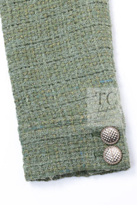 CHANEL 17C Olive Moss Green Wool Cotton Tweed Jacket 38 シャネル オリーブ モス グリーン ウール コットン ツイード ジャケット 即発