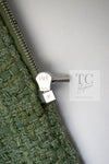 CHANEL 17C Olive Moss Green Wool Cotton Tweed Jacket 38 シャネル オリーブ モス グリーン ウール コットン ツイード ジャケット 即発