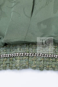 CHANEL 17C Olive Moss Green Wool Cotton Tweed Jacket 38 シャネル オリーブ モス グリーン ウール コットン ツイード ジャケット 即発