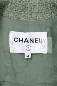 CHANEL 17C Olive Moss Green Wool Cotton Tweed Jacket 38 シャネル オリーブ モス グリーン ウール コットン ツイード ジャケット 即発