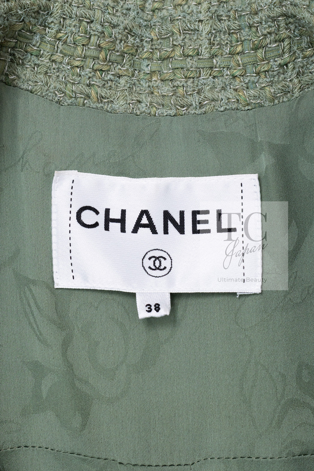 CHANEL 17C Olive Moss Green Wool Cotton Tweed Jacket 38 シャネル オリーブ モス グリーン ウール コットン ツイード ジャケット 即発