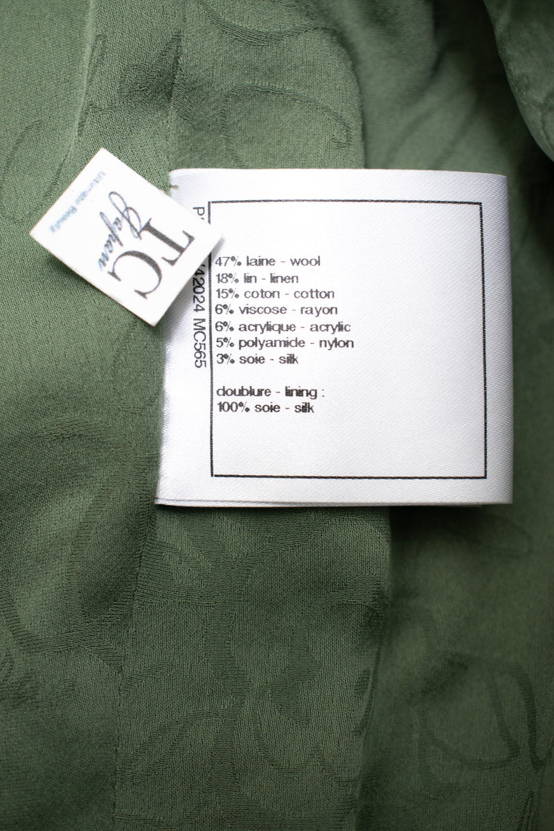 CHANEL 17C Olive Moss Green Wool Cotton Tweed Jacket 38 シャネル オリーブ モス グリーン ウール コットン ツイード ジャケット 即発