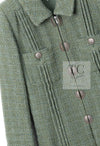 CHANEL 17C Olive Moss Green Wool Cotton Tweed Jacket 38 シャネル オリーブ モス グリーン ウール コットン ツイード ジャケット 即発