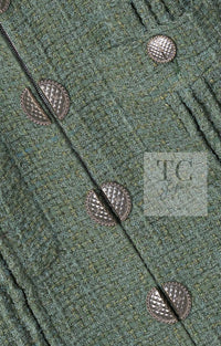 CHANEL 17C Olive Moss Green Wool Cotton Tweed Jacket 38 シャネル オリーブ モス グリーン ウール コットン ツイード ジャケット 即発