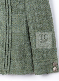 CHANEL 17C Olive Moss Green Wool Cotton Tweed Jacket 38 シャネル オリーブ モス グリーン ウール コットン ツイード ジャケット 即発