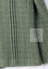 CHANEL 17C Olive Moss Green Wool Cotton Tweed Jacket 38 シャネル オリーブ モス グリーン ウール コットン ツイード ジャケット 即発