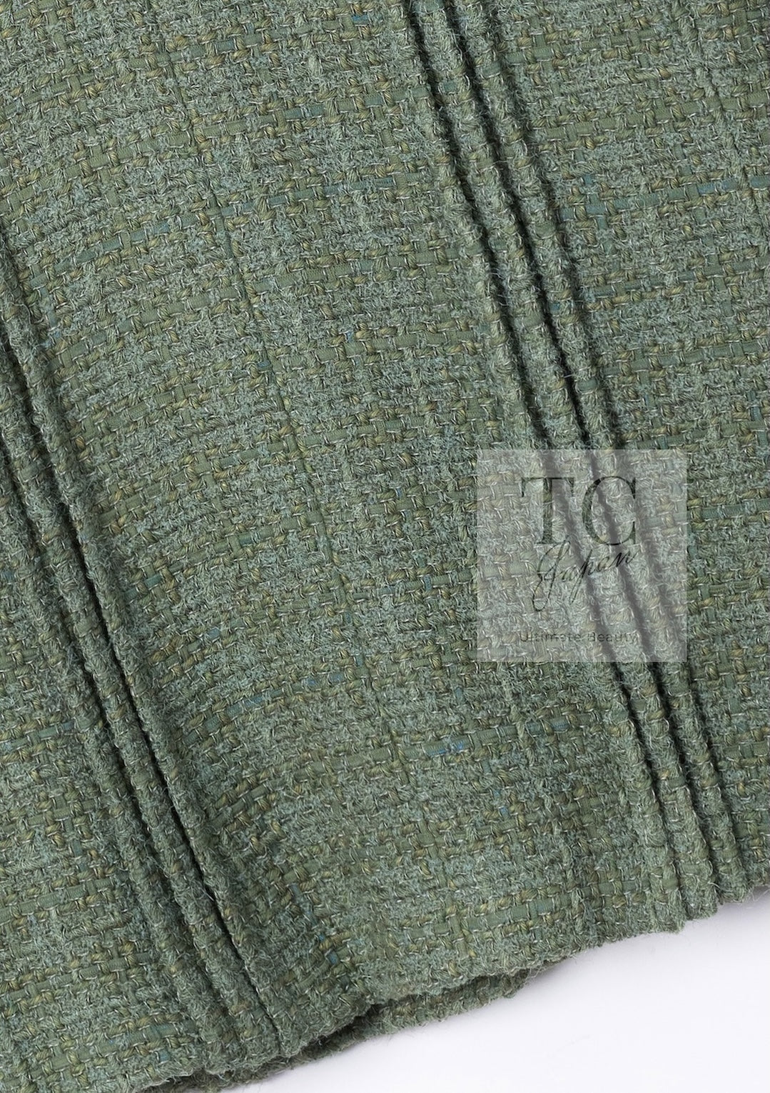 CHANEL 17C Olive Moss Green Wool Cotton Tweed Jacket 38 シャネル オリーブ モス グリーン ウール コットン ツイード ジャケット 即発
