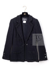 CHANEL 11C Little Black Jacket Tweed Wool Notched Collar 38 シャネル リトル ブラック ジャケット ツイード ウール ココ ボタン 即発