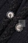 CHANEL 11C Little Black Jacket Tweed Wool Notched Collar 38 シャネル リトル ブラック ジャケット ツイード ウール ココ ボタン 即発