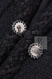 CHANEL 11C Little Black Jacket Tweed Wool Notched Collar 38 シャネル リトル ブラック ジャケット ツイード ウール ココ ボタン 即発