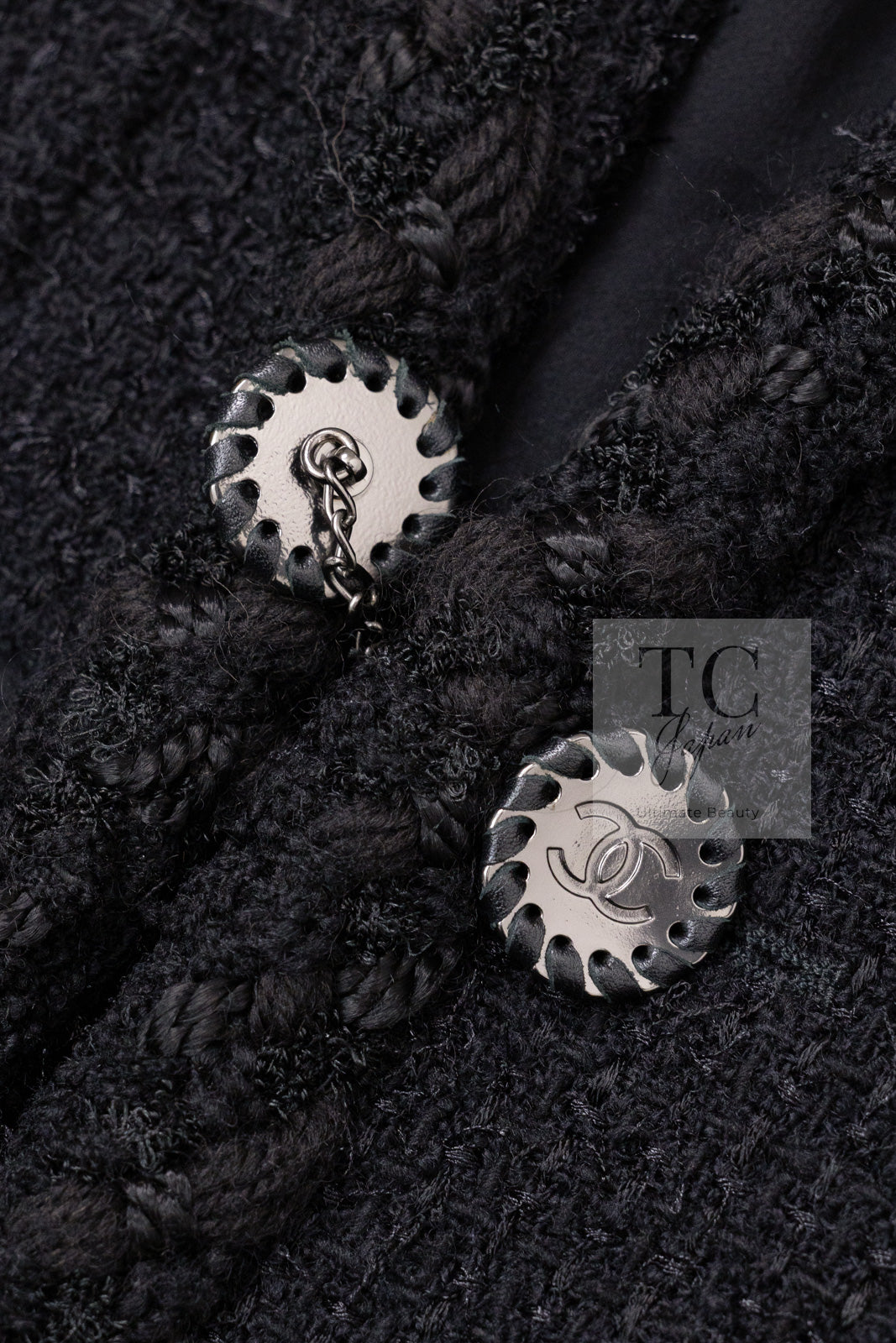 CHANEL 11C Little Black Jacket Tweed Wool Notched Collar 38 シャネル リトル ブラック ジャケット ツイード ウール ココ ボタン 即発