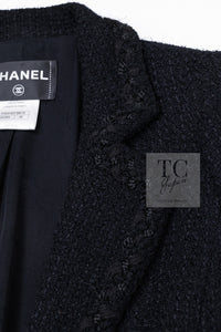 CHANEL 11C Little Black Jacket Tweed Wool Notched Collar 38 シャネル リトル ブラック ジャケット ツイード ウール ココ ボタン 即発
