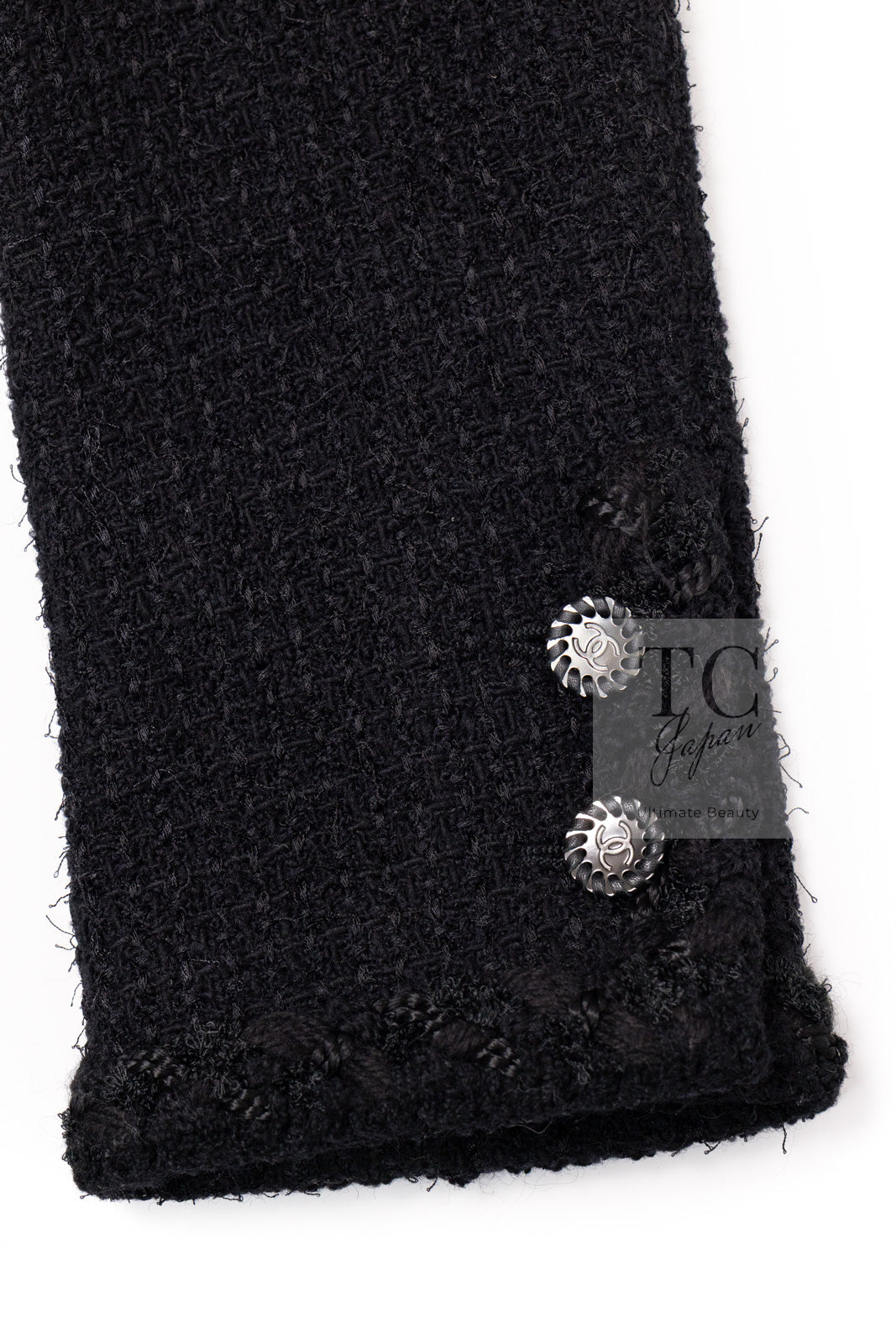 CHANEL 11C Little Black Jacket Tweed Wool Notched Collar 38 シャネル リトル ブラック ジャケット ツイード ウール ココ ボタン 即発