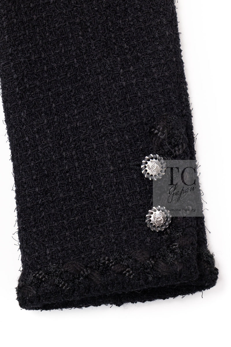 CHANEL 11C Little Black Jacket Tweed Wool Notched Collar 38 シャネル リトル ブラック ジャケット ツイード ウール ココ ボタン 即発