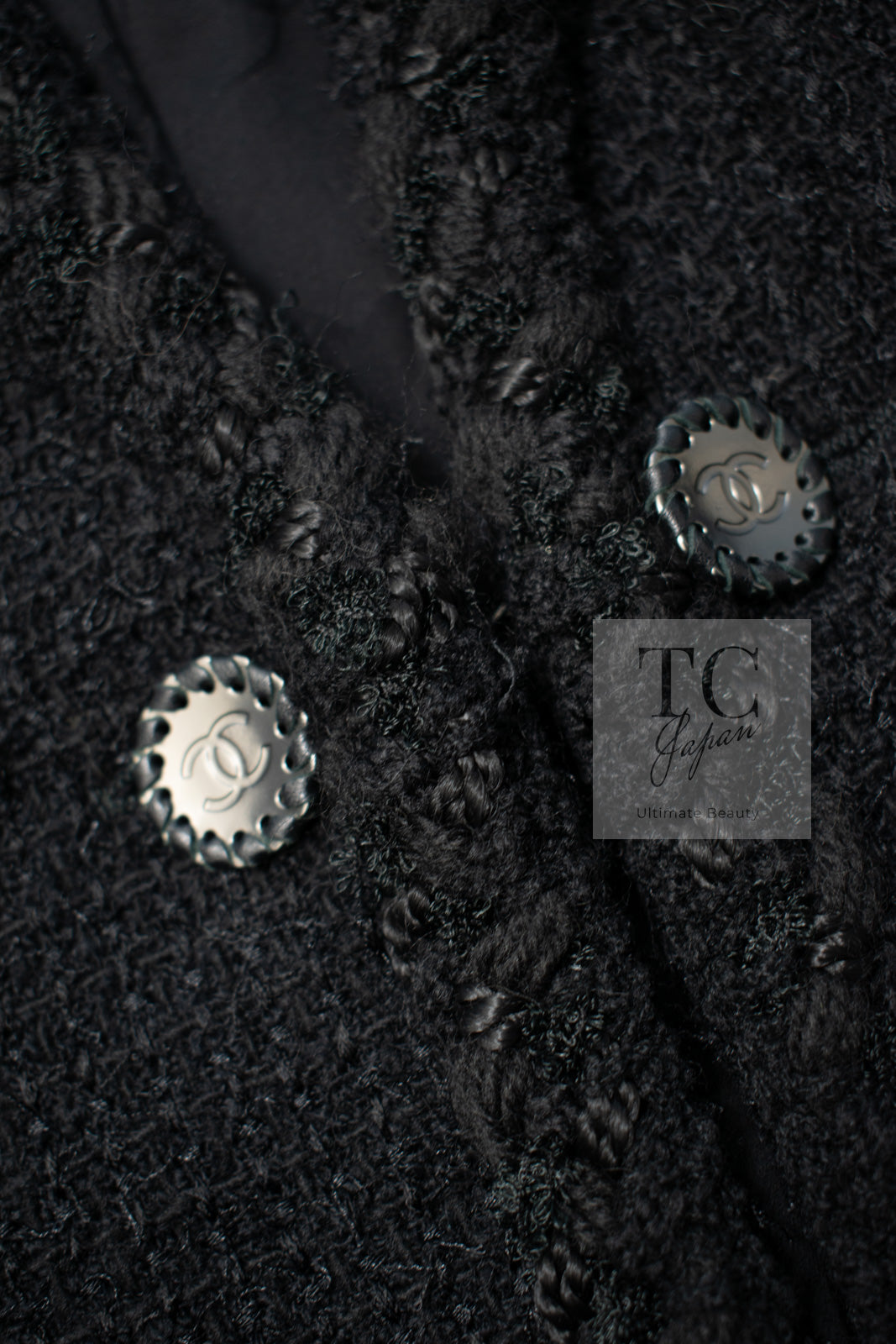 シャネル ジャケット CHANEL 11C ブラック ツイード ウール 襟 ココ