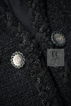 CHANEL 11C Little Black Jacket Tweed Wool Notched Collar 38 シャネル リトル ブラック ジャケット ツイード ウール ココ ボタン 即発