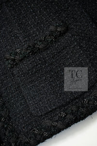 CHANEL 11C Little Black Jacket Tweed Wool Notched Collar 38 シャネル リトル ブラック ジャケット ツイード ウール ココ ボタン 即発