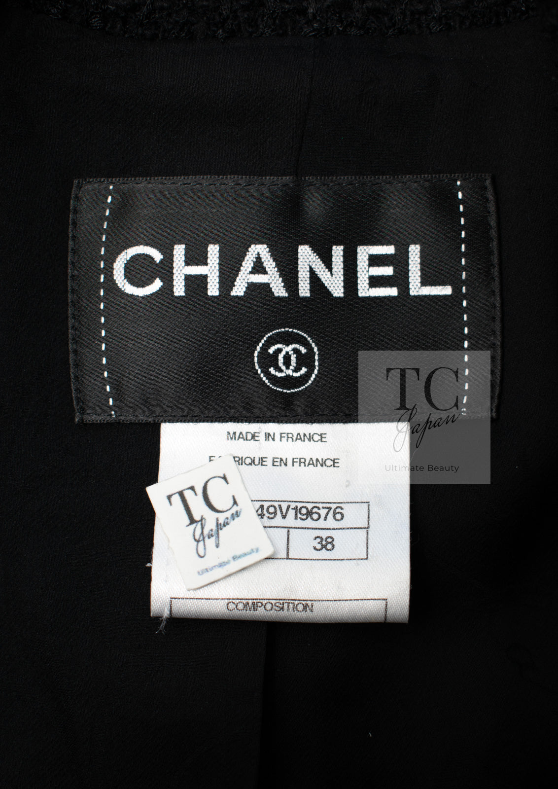 CHANEL 11C Little Black Jacket Tweed Wool Notched Collar 38 シャネル リトル ブラック ジャケット ツイード ウール ココ ボタン 即発