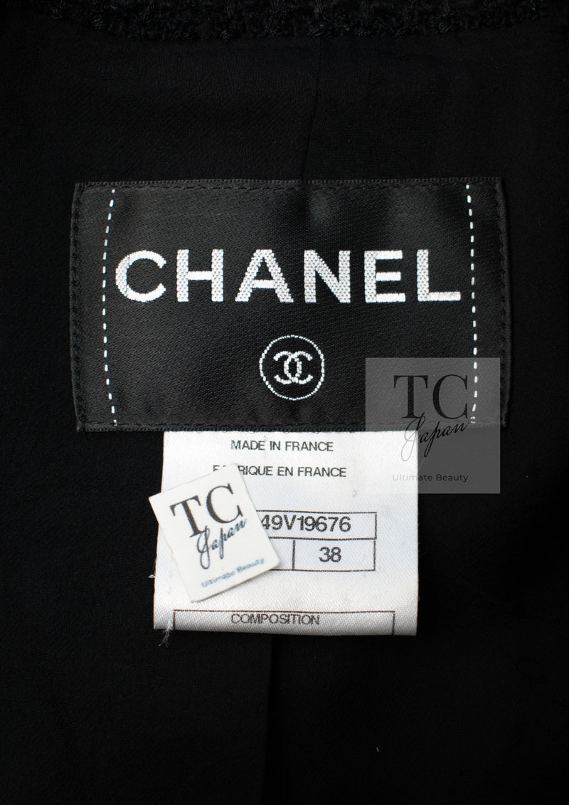 CHANEL 11C Little Black Jacket Tweed Wool Notched Collar 38 シャネル リトル ブラック ジャケット ツイード ウール ココ ボタン 即発