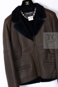 CHANEL 04A Brown Lambskin Leather Riders Zipper Jacket 40 シャネル ブラウン ラムスキン レザー ムートン ライダース ジッパー ジャケット 即発